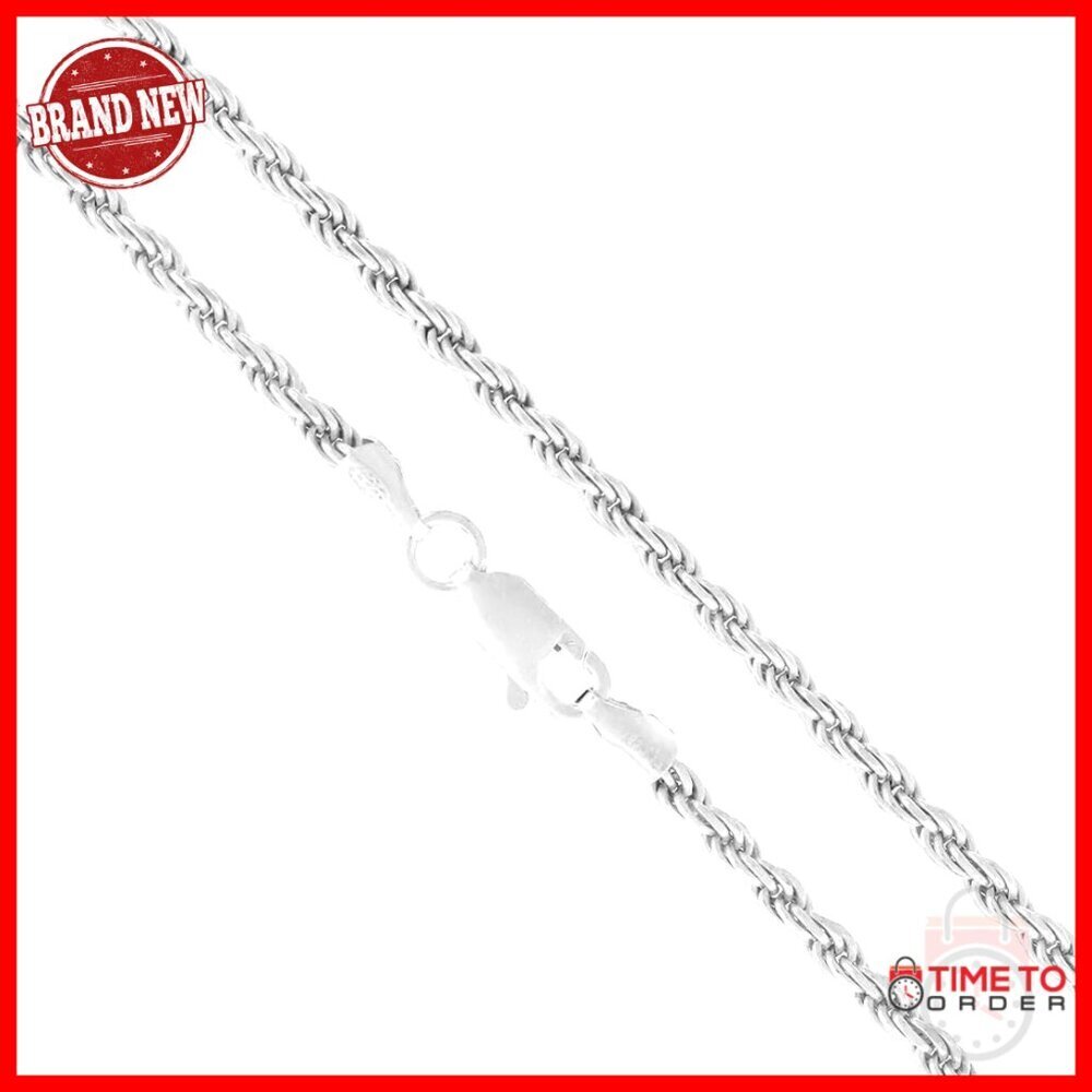 Sterling Silver Rope Chain Necklace, Diamond-Cut, Lobster Clasp, 22 Inches